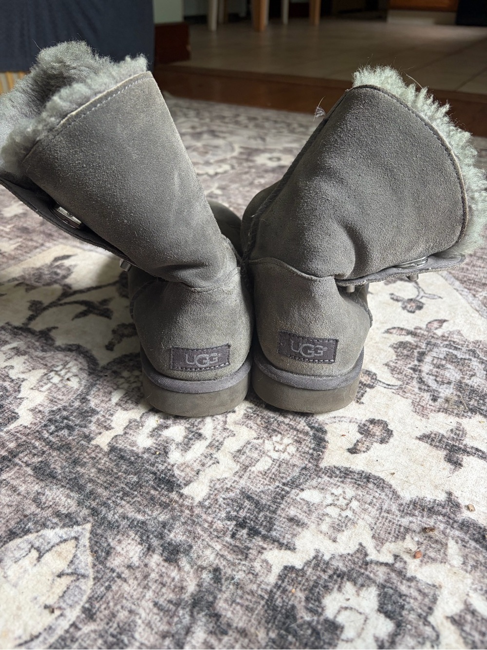 UGG Gray Short Shearling Booties